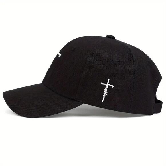 Faith Cross Embroidery Adjustable Baseball Cap Hat - Picture 3 of 5